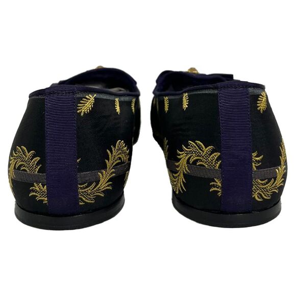 Gucci Slip-On Jacquard Dress Loafers in Black Satin